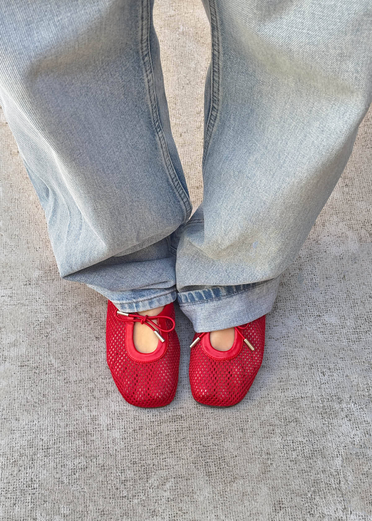 Rosalind Mesh Ballerines en Cuir Rouge