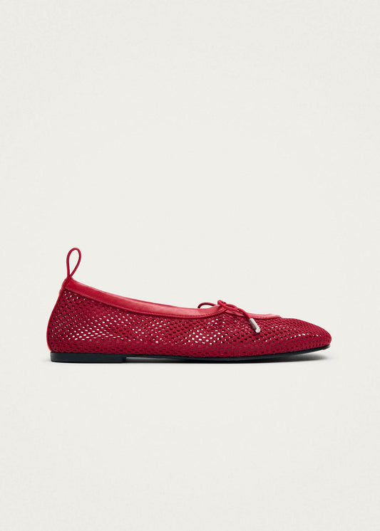 Rosalind Ballerine in Pelle Rossa a Rete-image