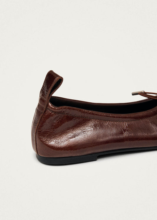 Rosalind Ballerines en Cuir Verni Marron-image