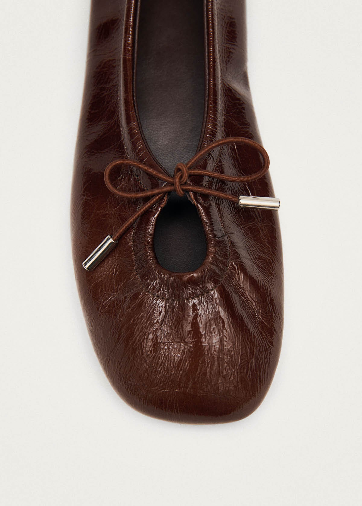 Rosalind Ballerine in Pelle Verniciata Marrone