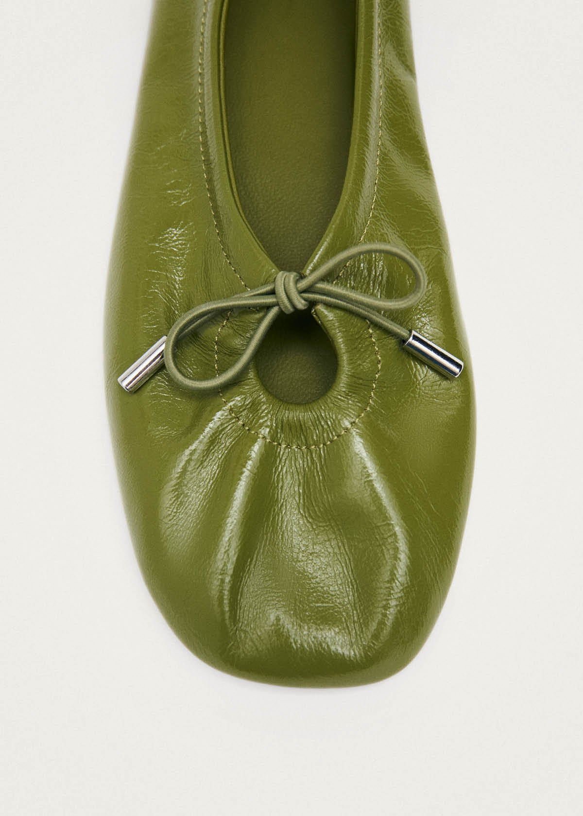 Rosalind Lackgrüne Leder-Ballerinas
