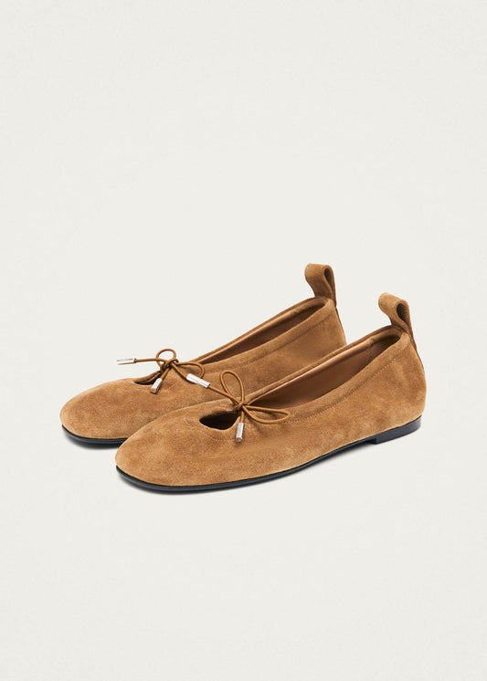 Rosalind Suede Tan Leather Ballet Flats-image