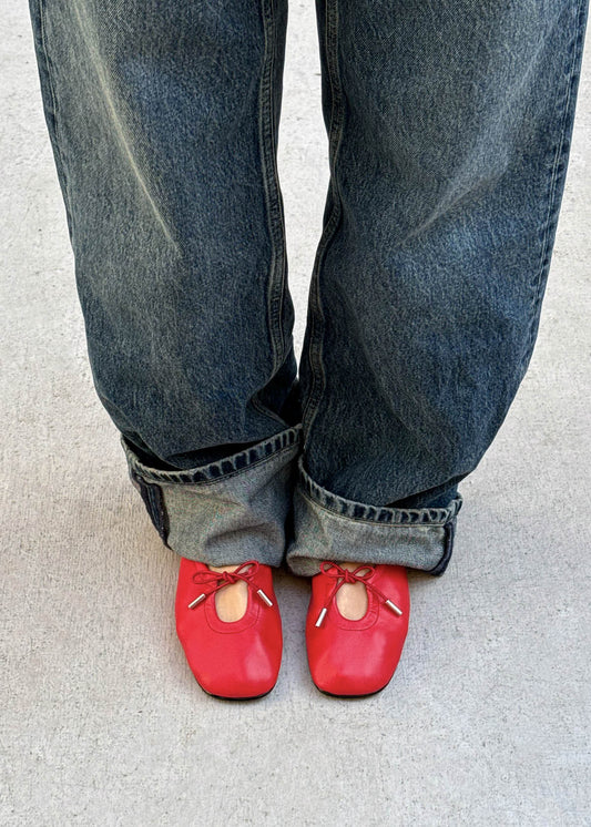Rosalind Vegan Ballerine in Pelle Vegana Rossa-image
