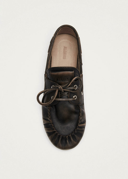 Rowan Vintage Effect Brown Leather Loafers-image