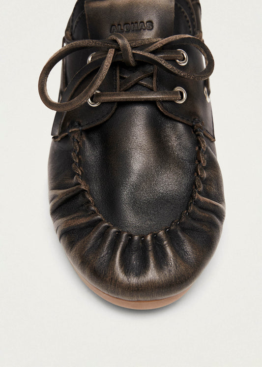 Rowan Vintage Effect Brown Leather Loafers-image