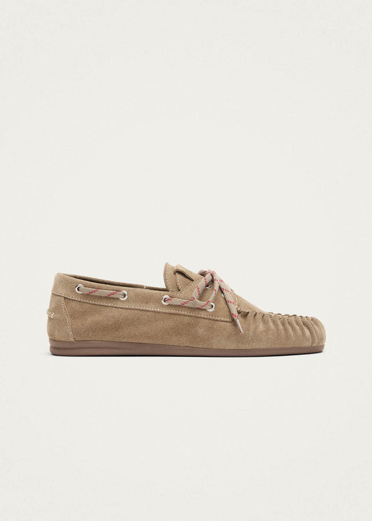Rowan Sporty Mocassini in Pelle Suede Color Beige-image