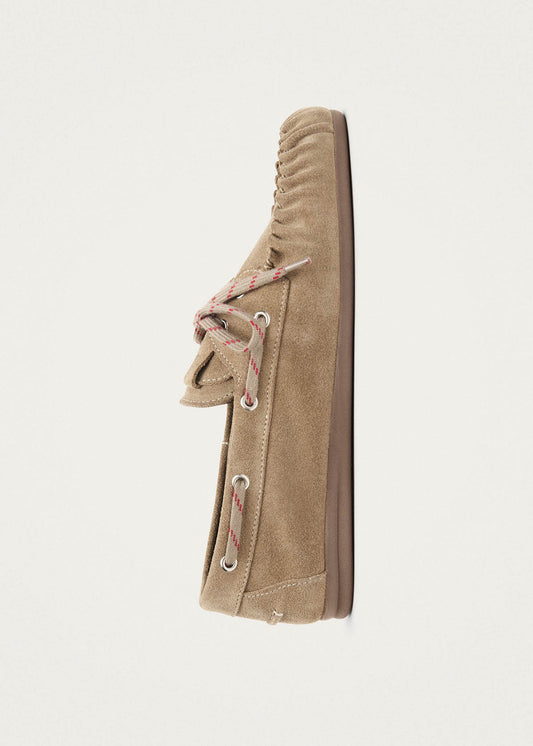 Rowan Sporty Mocassini in Pelle Suede Color Beige-image