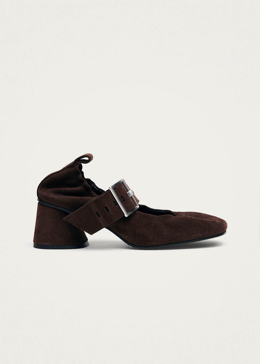 Rowena Suede Brown Leather Pumps