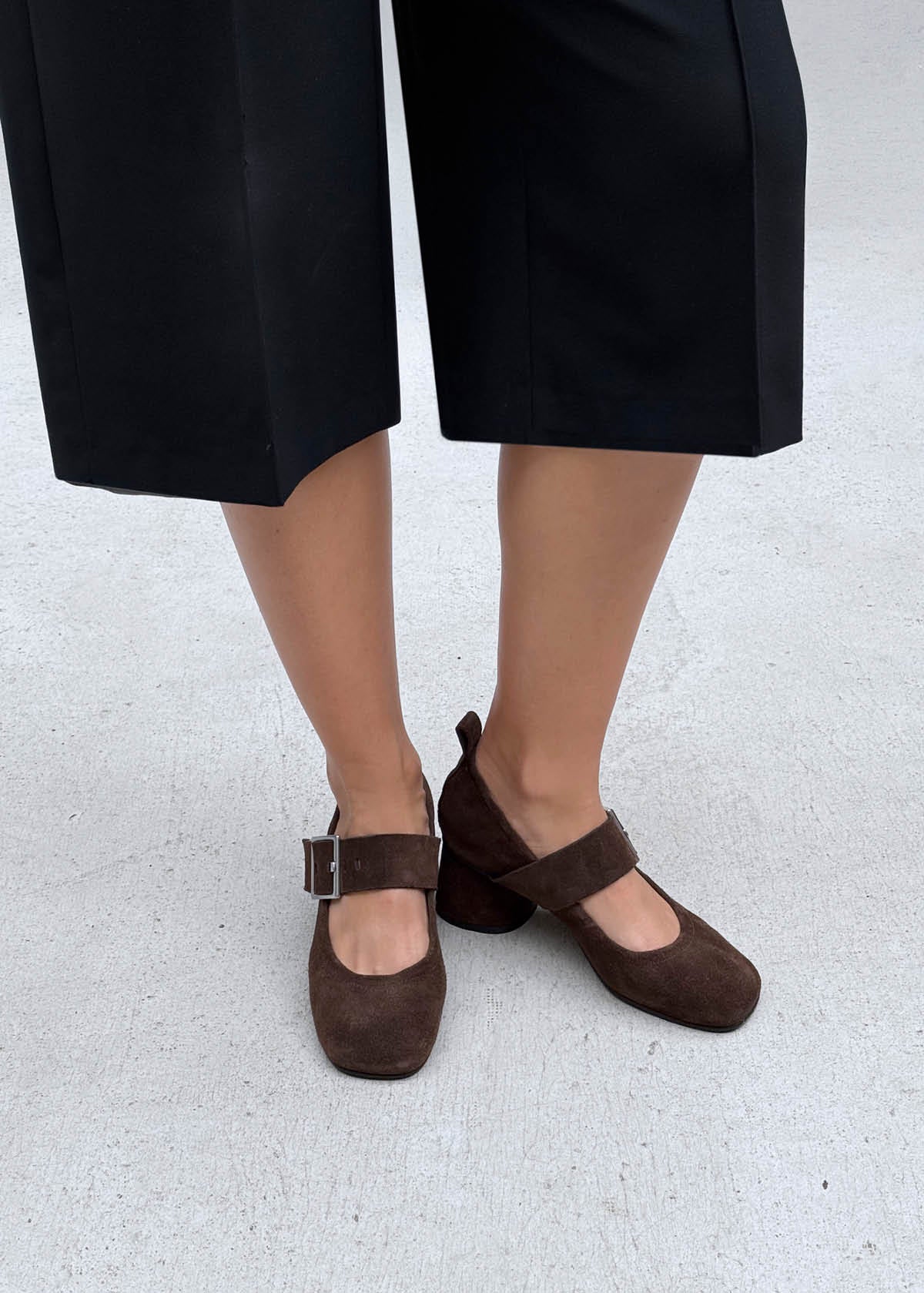 Rowena Suede Brown Leather Pumps