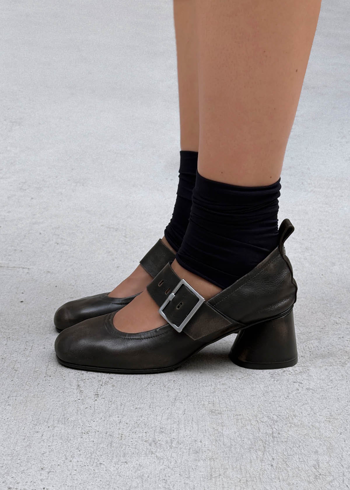 Rowena Tacones de Cuero Marrón con Efecto Vintage