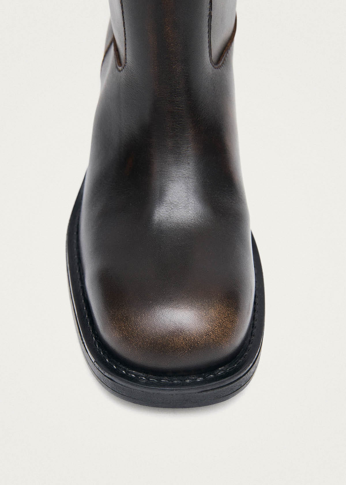 Sajan Vintage-Effekt Dunkelbraune Lederstiefel