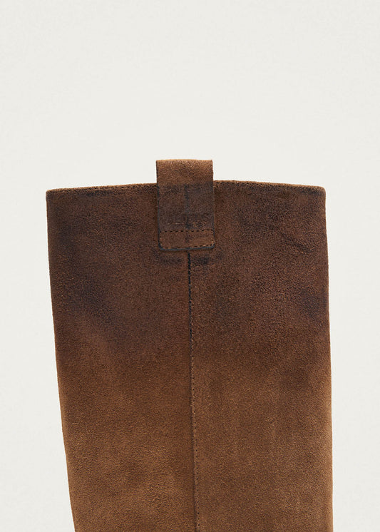 Bottes en cuir marron suédé effet vintage Sajan-image