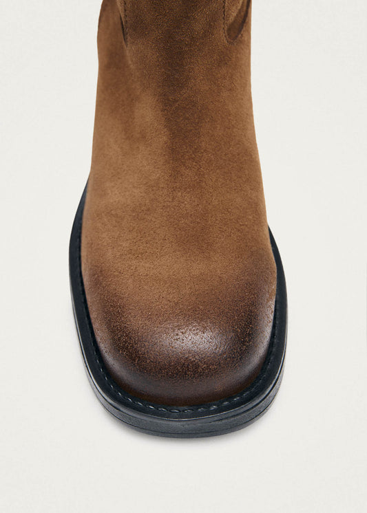 Bottes en cuir marron suédé effet vintage Sajan-image