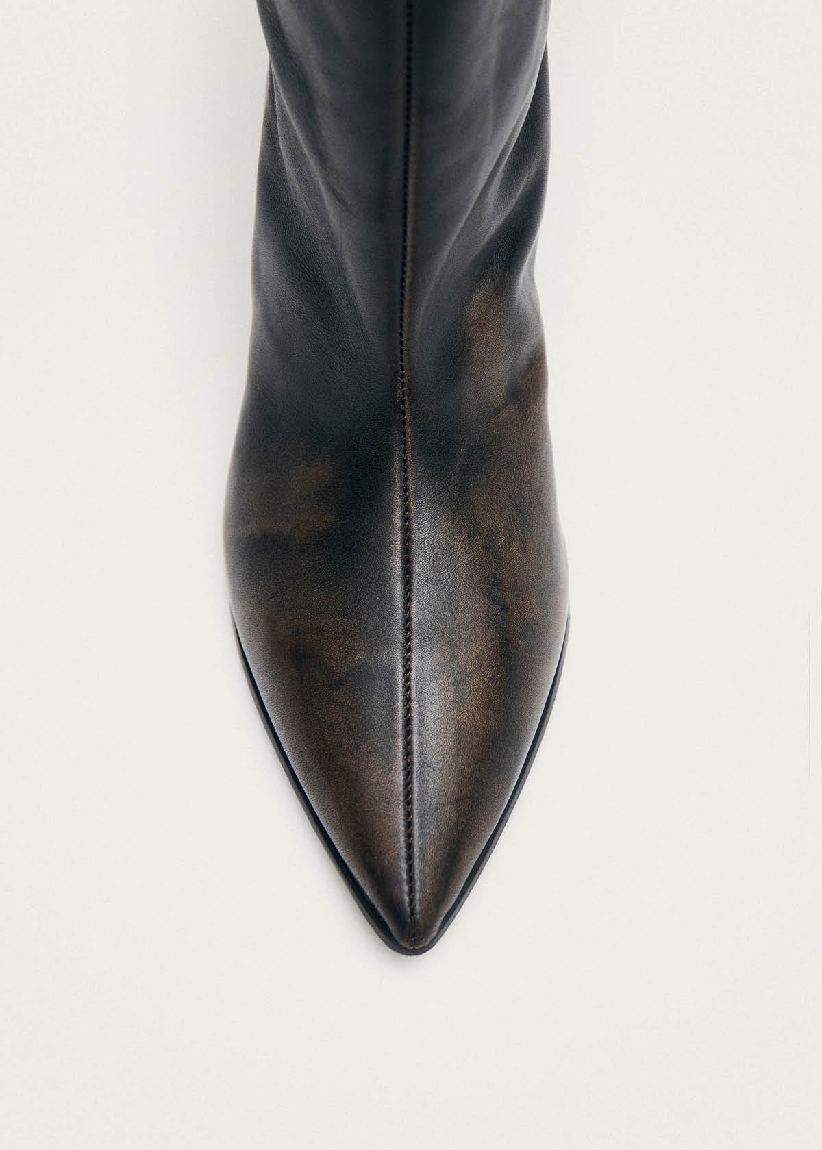 Samia Bottes en Cuir Marron Effet Vintage