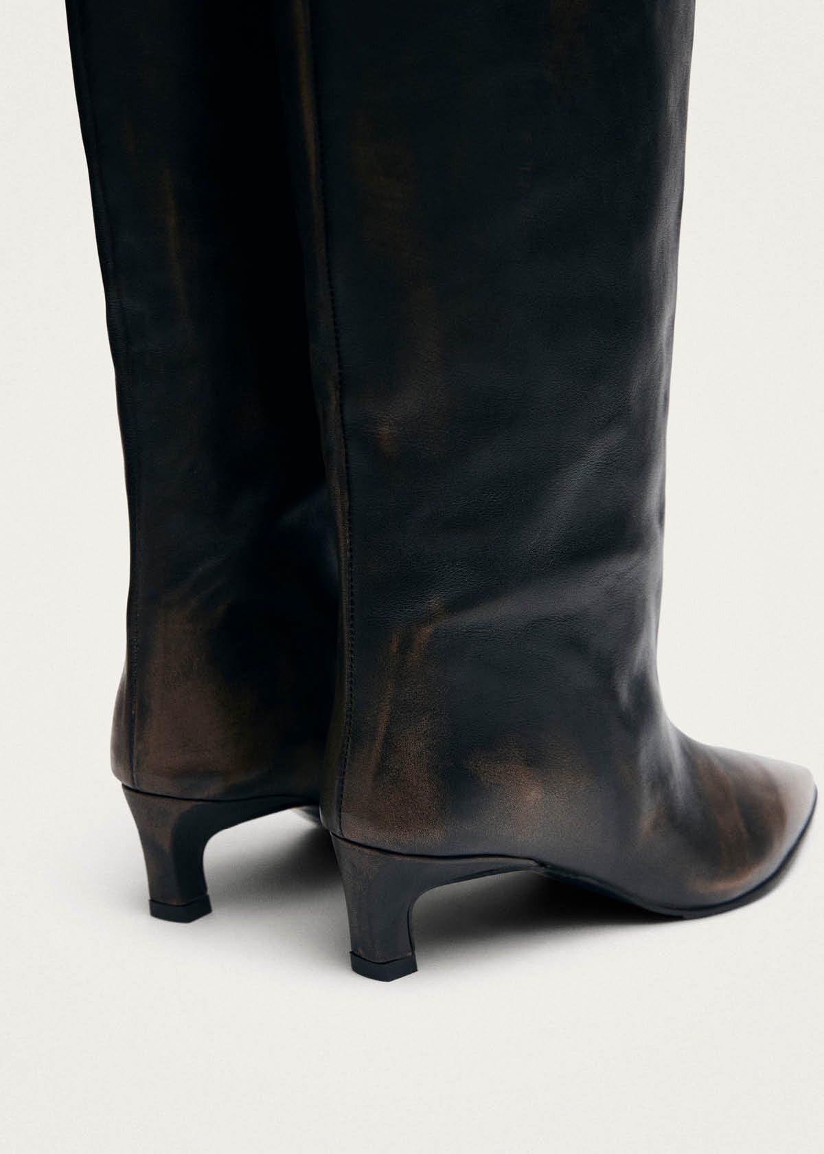 Samia Bottes en Cuir Marron Effet Vintage
