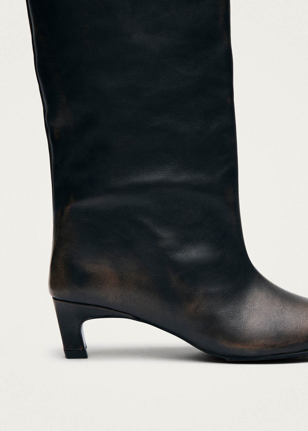 Samia Bottes en Cuir Marron Effet Vintage