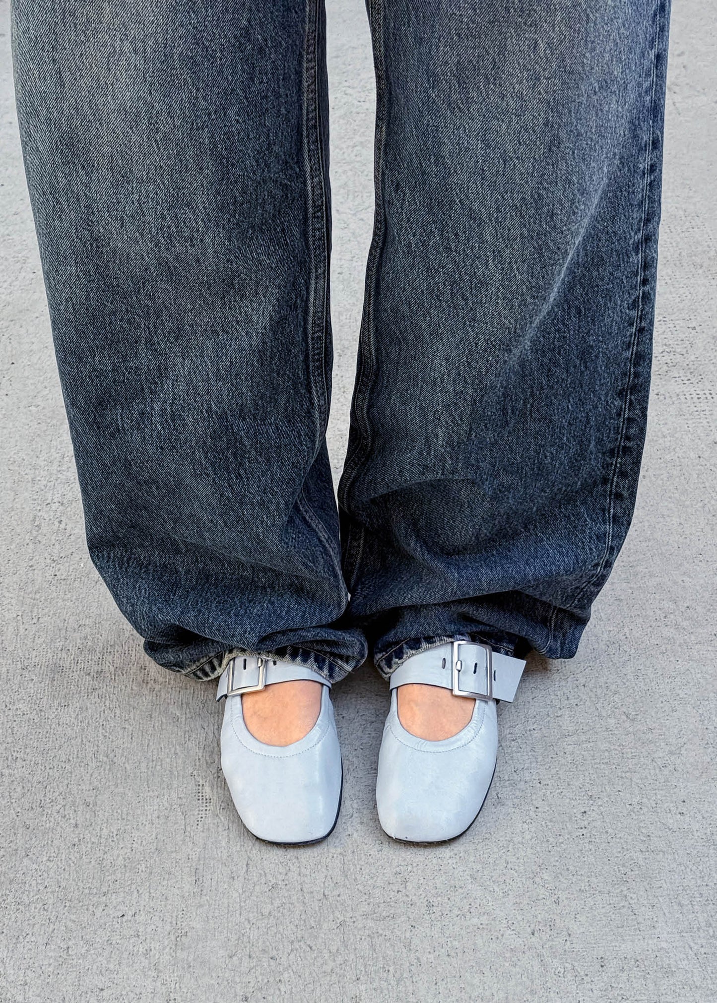 Sarea Ballerines en Cuir Bleu