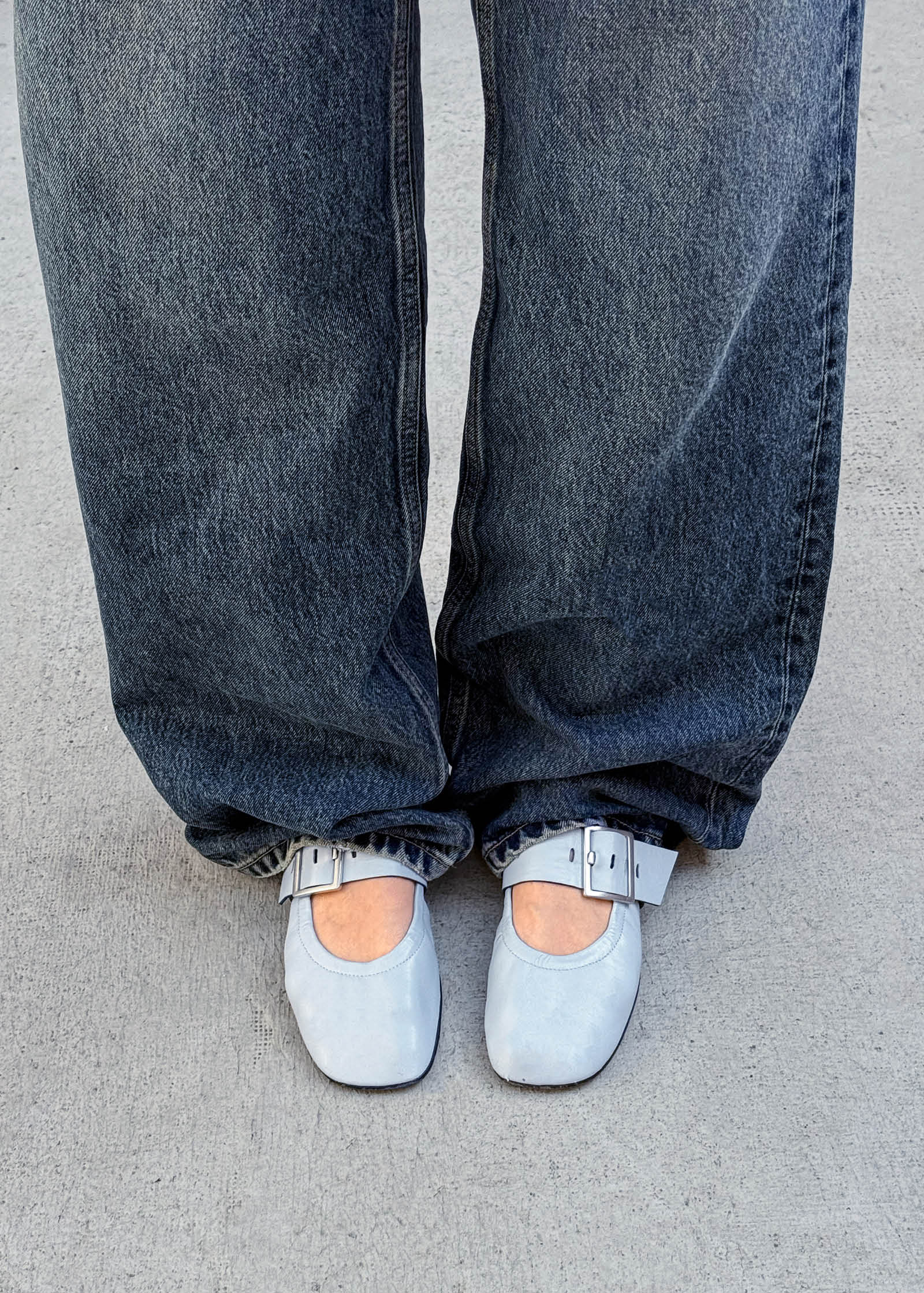 Sarea Ballerines en Cuir Bleu