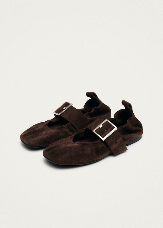 Sarea Ballerine in Pelle Scamosciata Marrone-image