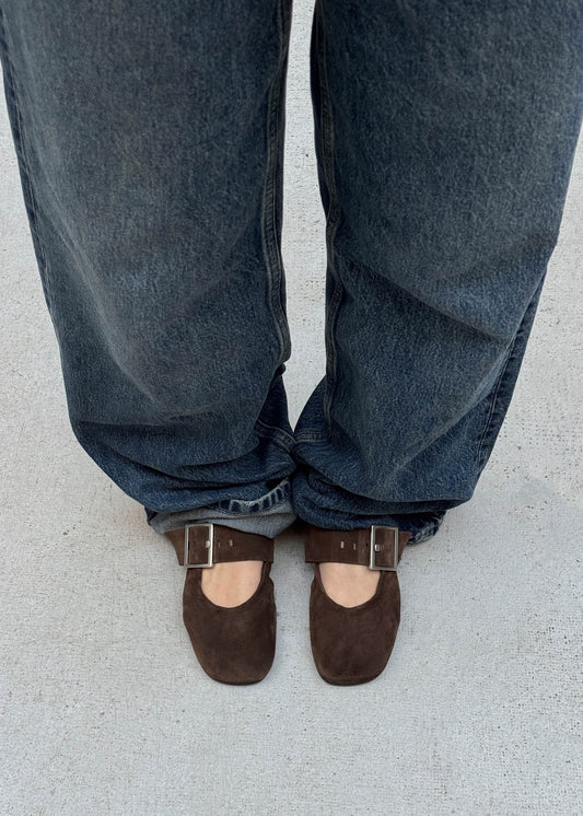 Sarea Ballerine in Pelle Scamosciata Marrone-image