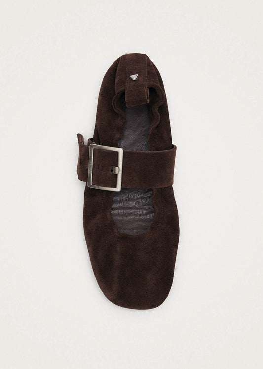 Sarea Suede Brown Leather Ballet Flats