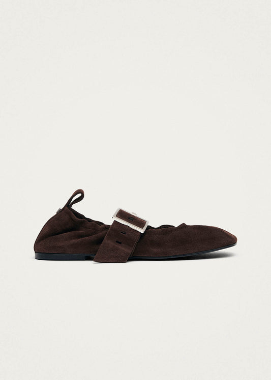 Sarea Ballerine in Pelle Scamosciata Marrone-image