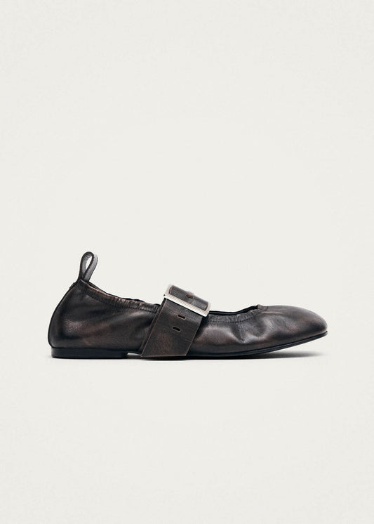 Sarea Ballerines en Cuir Marron Effet Vintage-image