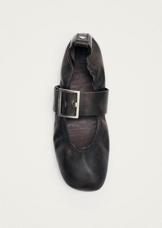 Sarea Ballerines en Cuir Marron Effet Vintage-image