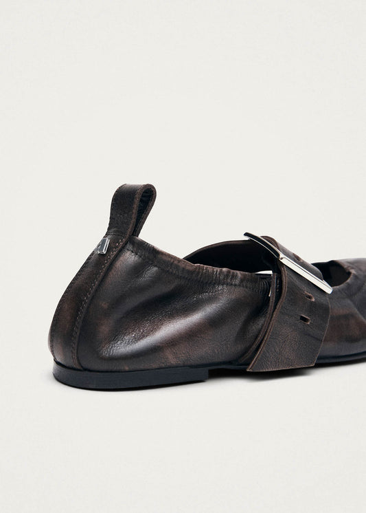 Sarea Ballerines en Cuir Marron Effet Vintage-image