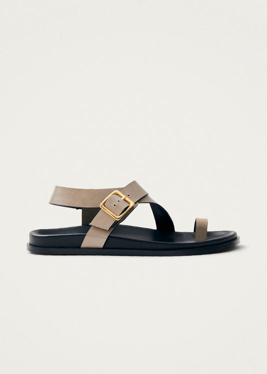 Siren Sandalias de Cuero Beige con Piedra Ónix