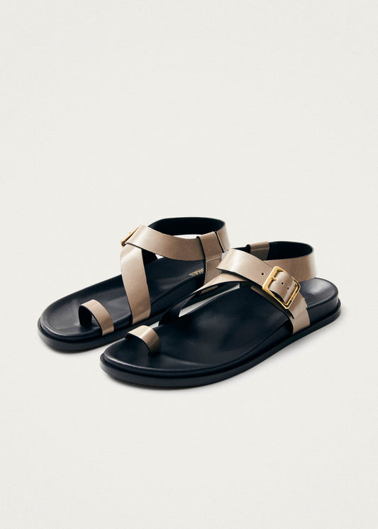 Siren Sandalias de Cuero Beige con Piedra Ónix-image