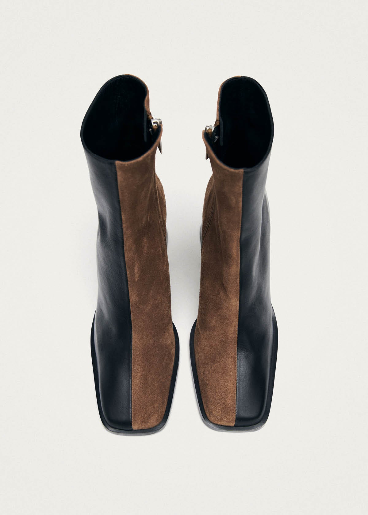 South Bicolor Schwarze Braune Leder Stiefeletten