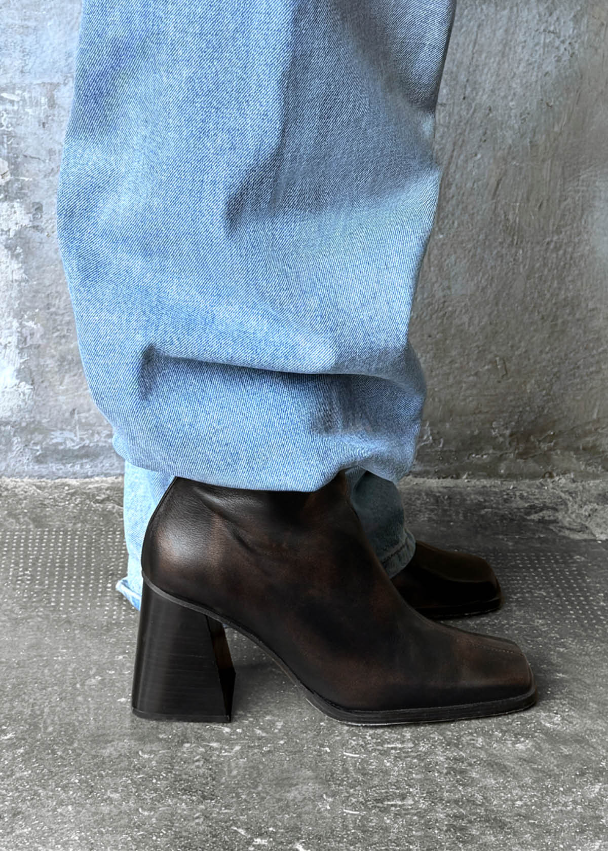 South Vintage Effect Brown Ankle Boots