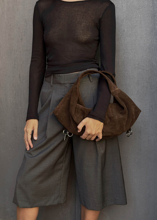 Sue Mini Suede Brown Leather Bag-image