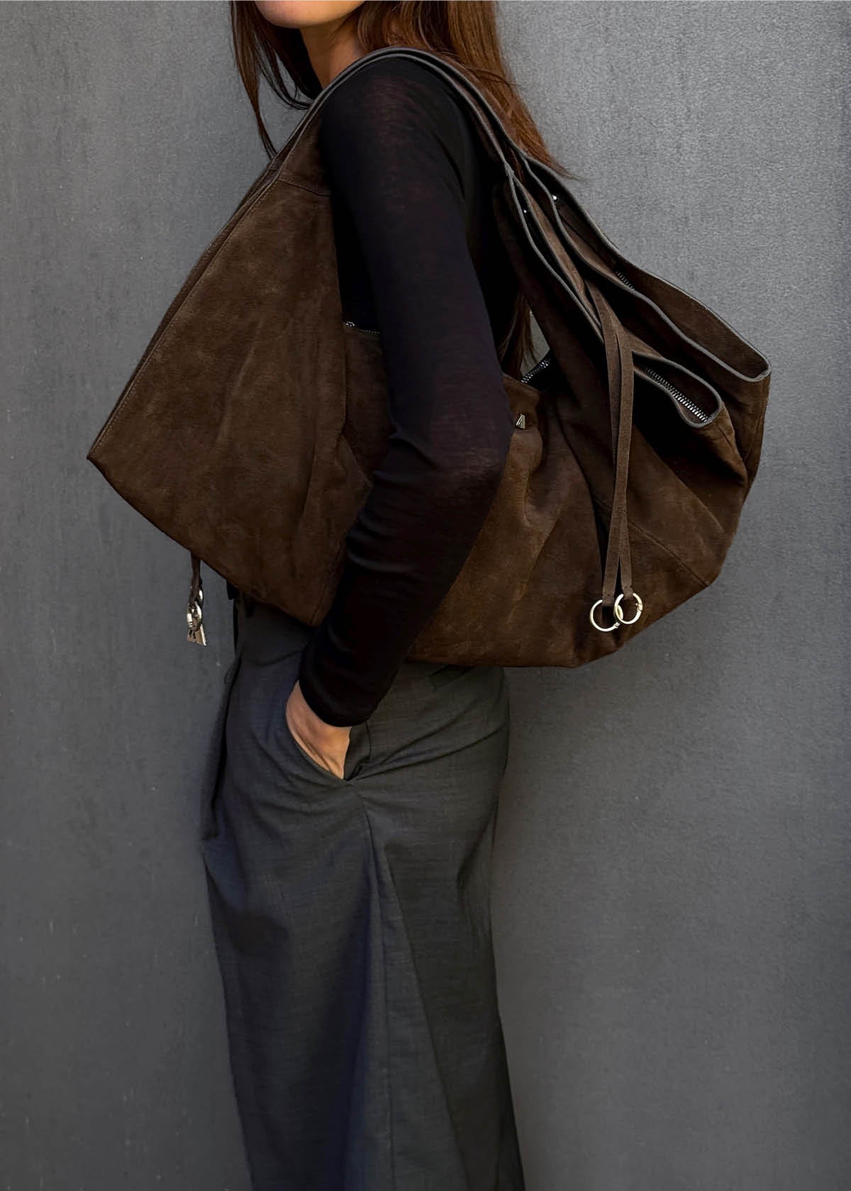 Sue Suede Brown Leather Bag