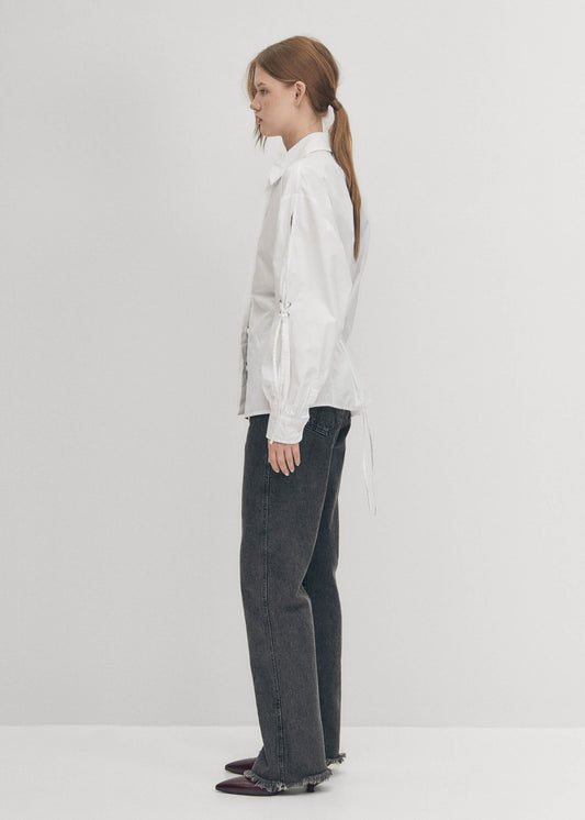 Sugar Camisa blanca de algodón con lazo en la espalda-image