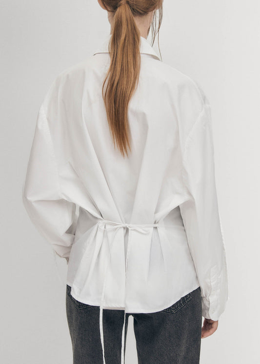 Sugar Camisa blanca de algodón con lazo en la espalda-image