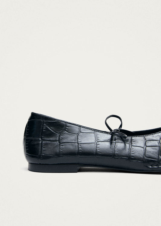 Bailarinas Sway Croco de cuero negro-image