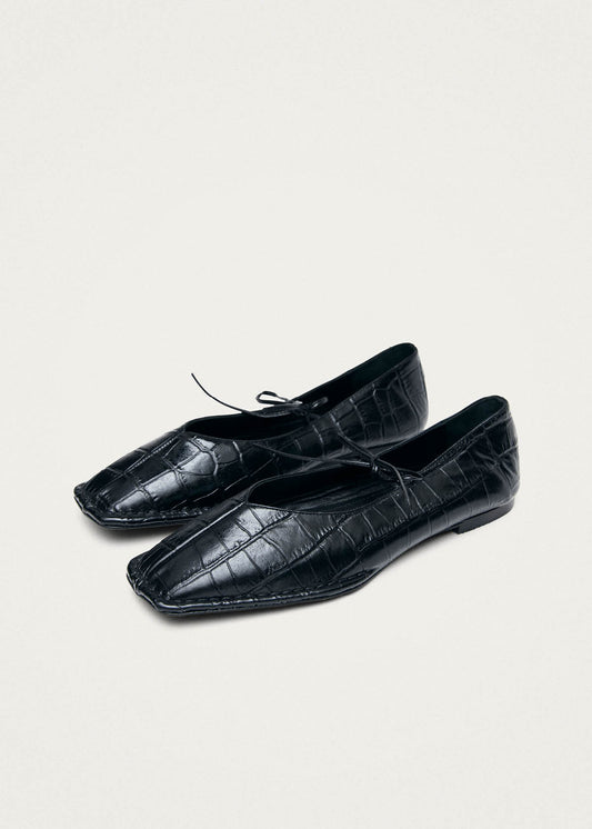 Bailarinas Sway Croco de cuero negro-image