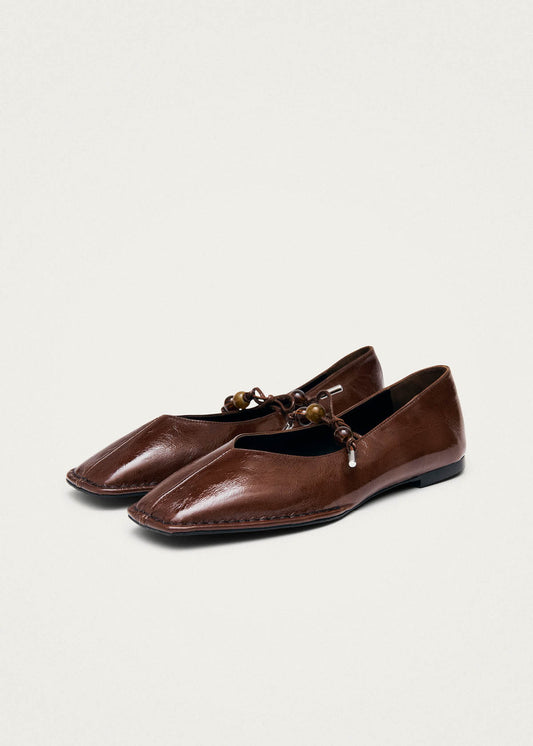 Sway Beads Ballerine in Pelle Marrone-image