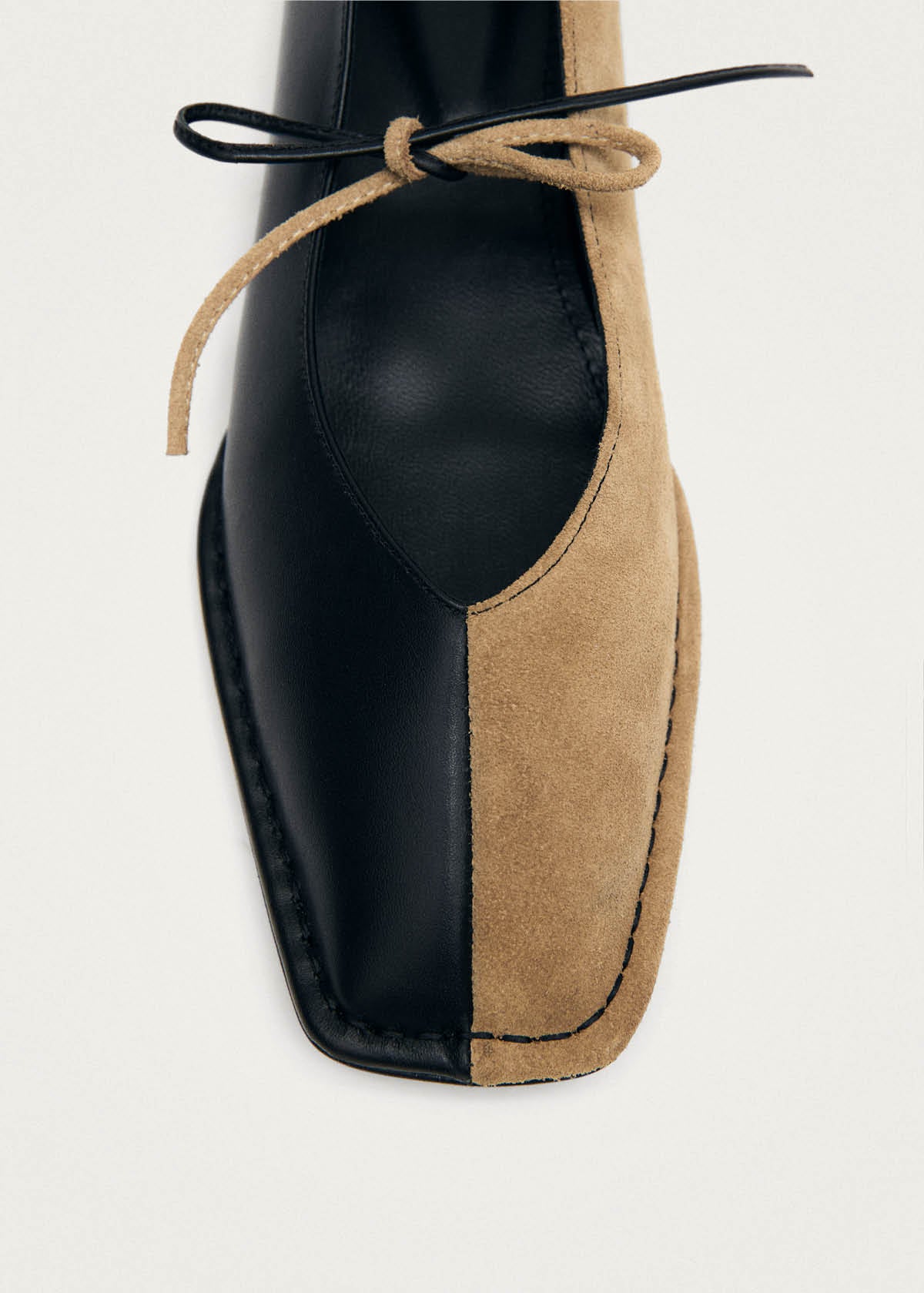 Sway Bicolor Suede Black Beige Leather Ballet Flats