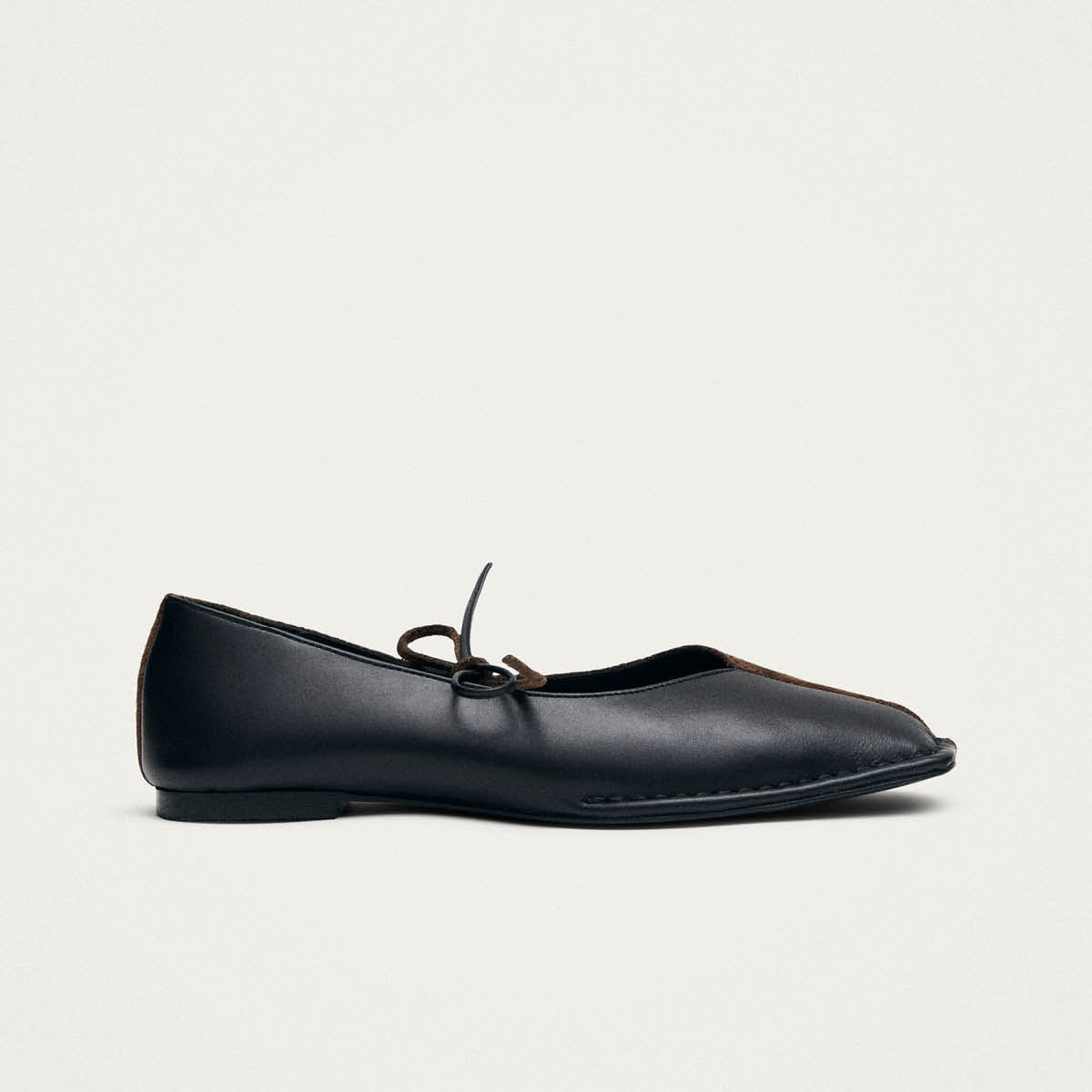 Sway Bicolor Suede Black Chocolate Brown Leather Ballet Flats