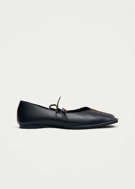 Sway Bicolor Suede Black Chocolate Brown Leather Ballet Flats-image
