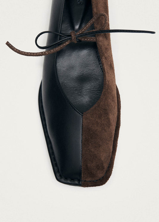 Sway Bicolor Suede Black Chocolate Brown Leather Ballet Flats-image