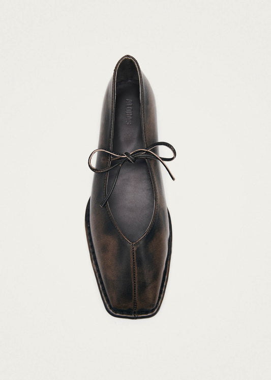Sway Vintage Effect Brown Leather Ballet Flats