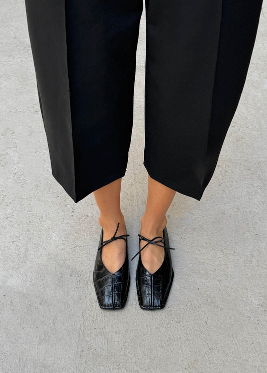 Bailarinas Sway Croco de cuero negro-image