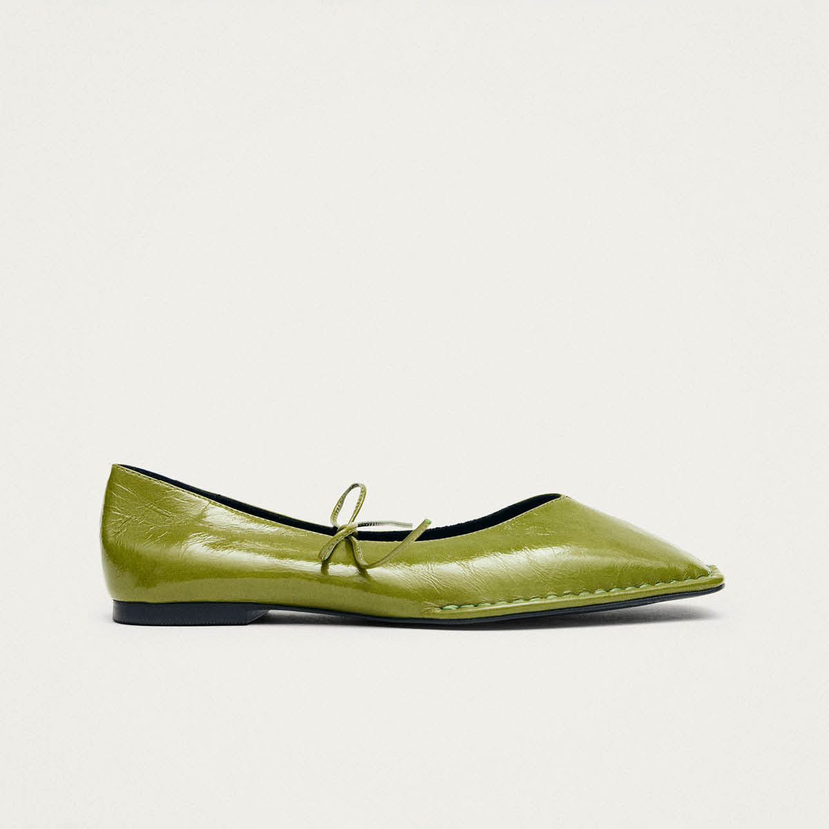 Bailarinas de cuero verde patente Sway