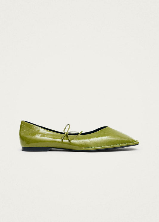 Bailarinas de cuero verde patente Sway-image