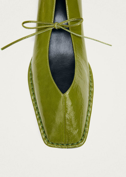 Bailarinas de cuero verde patente Sway-image