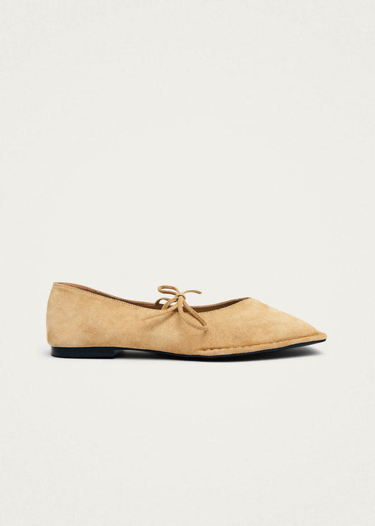 Bailarinas de cuero beige de gamuza Sway-image